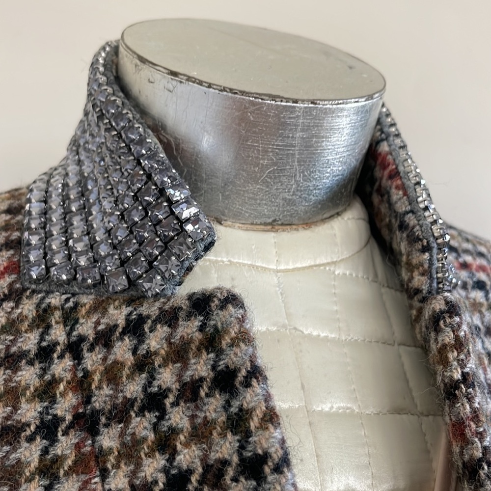 NEW J Crew 100% wool Regent Blazer crystal collar houndstooth jacket 2 - Picture 6 of 13